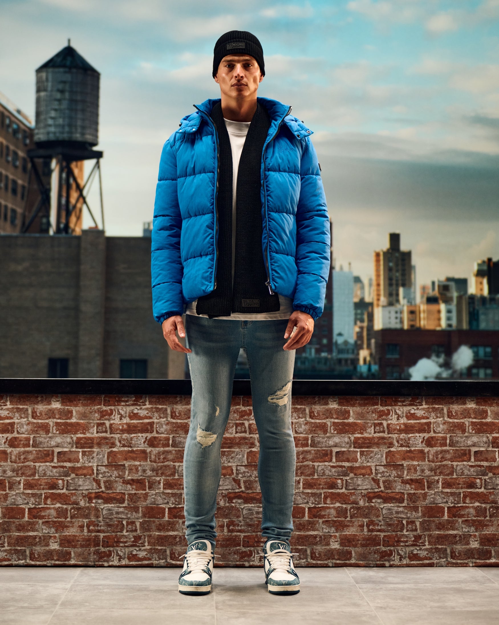 Malelions Menn Donn Puffer Jacket Colbalt Blue Malelions