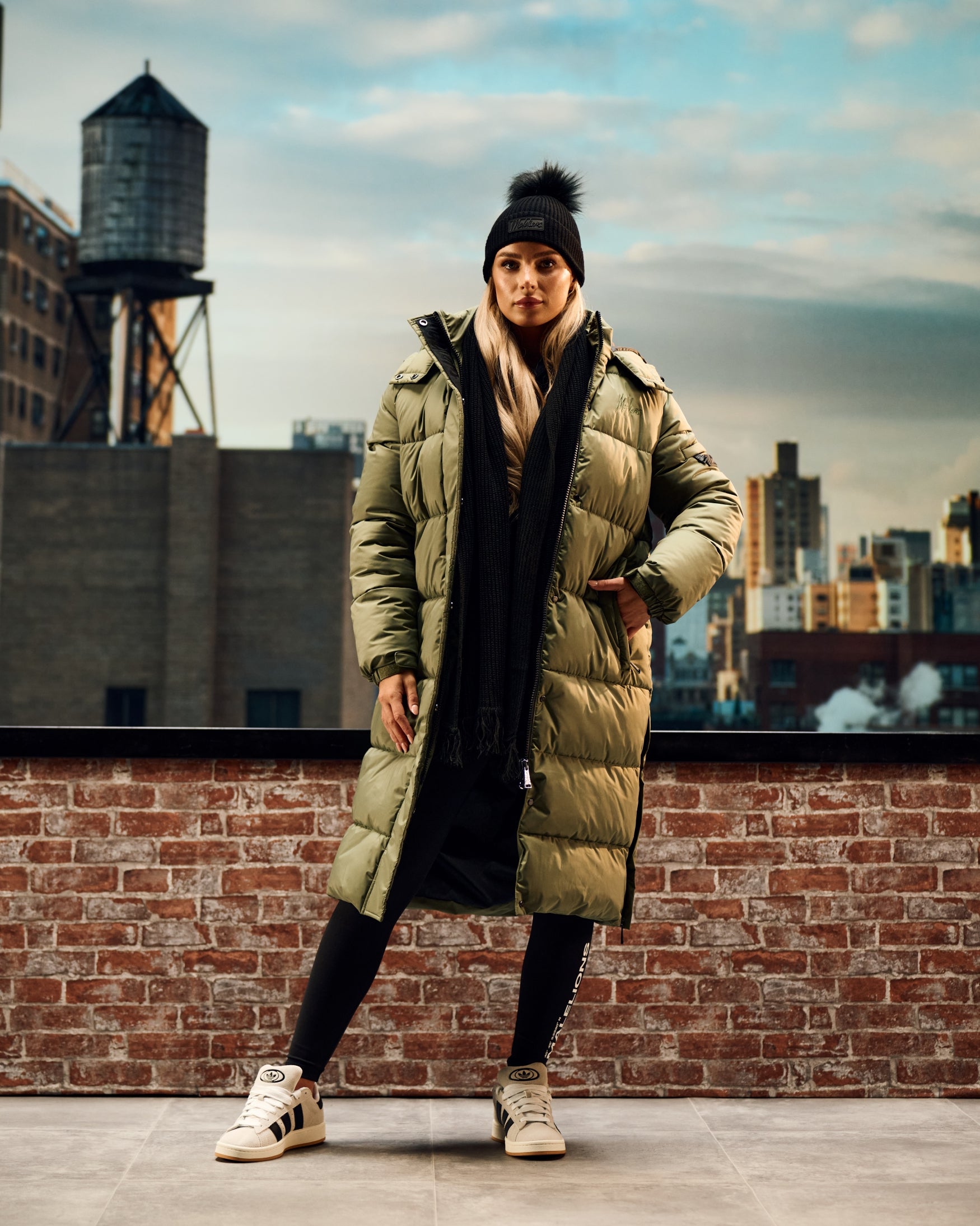 Olive Green Ladies Green Padded Jacket Malelions Women Matt Long