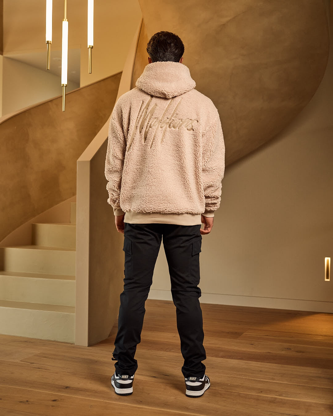 Malelions Men Sherpa Signature Half Zip Hoodie | Taupe