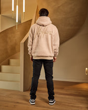 Malelions Men Sherpa Signature Half Zip Hoodie | Taupe