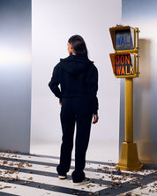 Malelions Women Cropped Zip Hoodie | Black