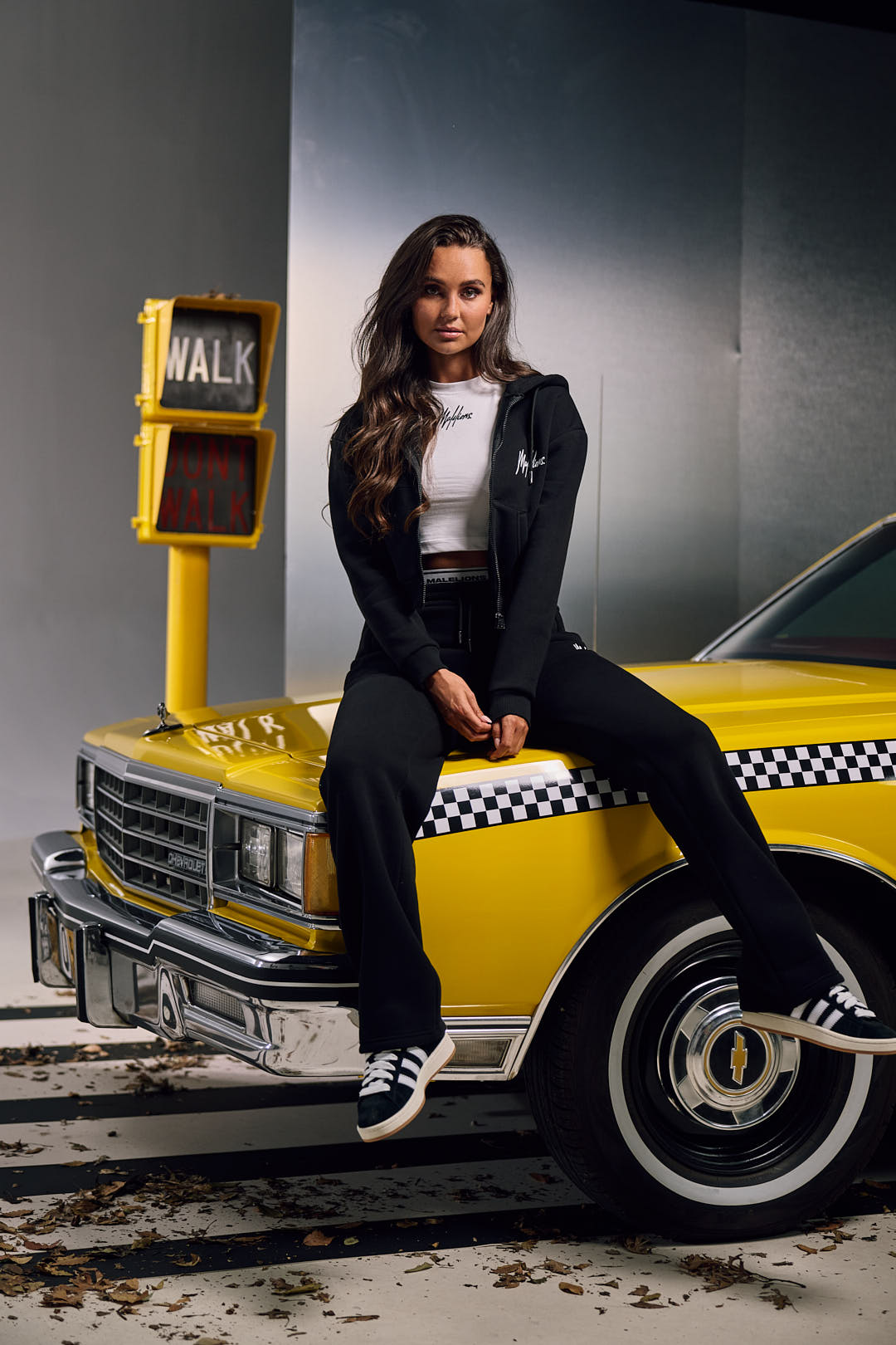 Malelions Women Cropped Zip Hoodie | Black