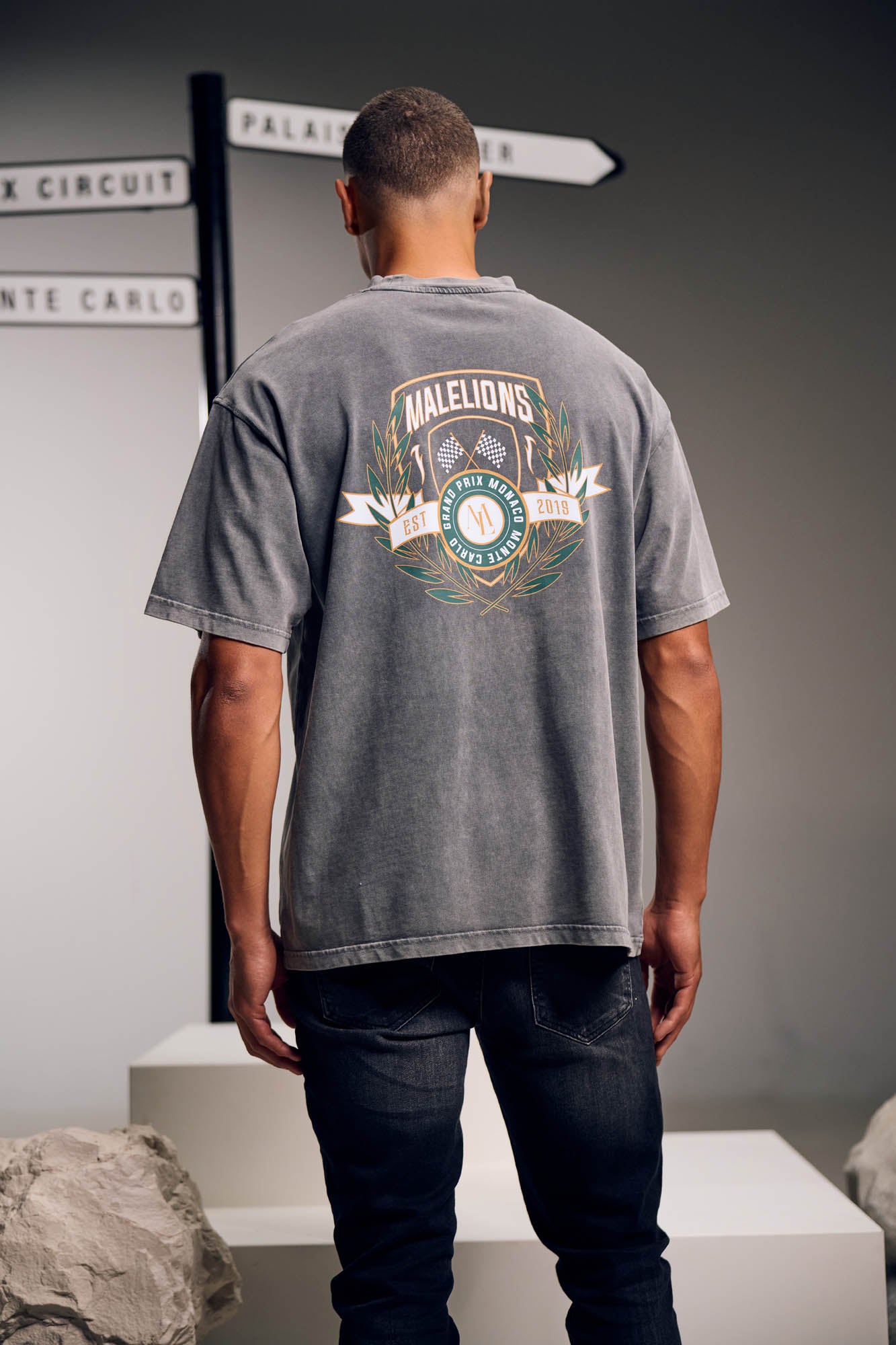 Malelions Men Grand Prix T-Shirt | Acid Wash