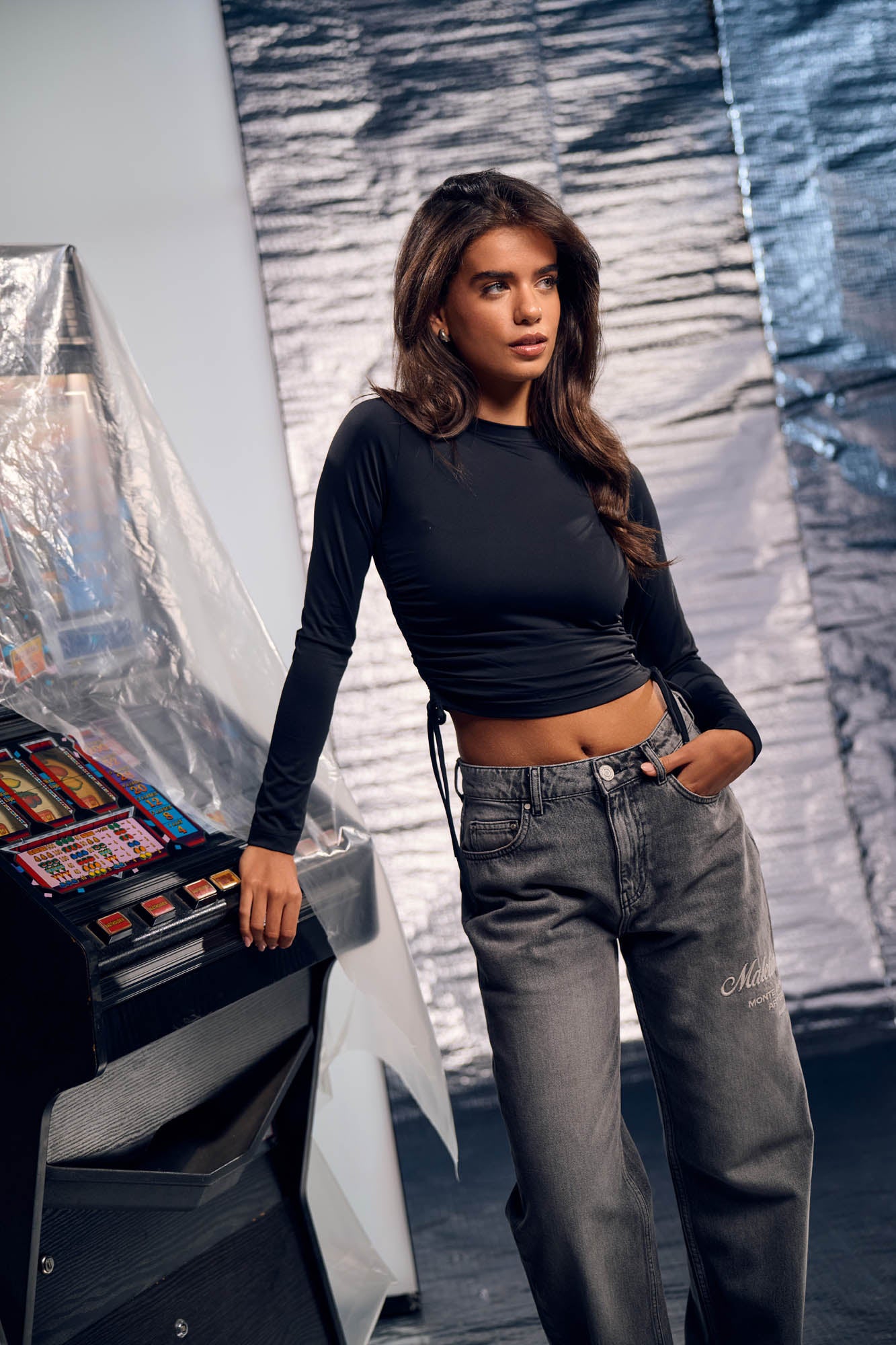 Malelions Women Drawcord Longsleeve Top | Black