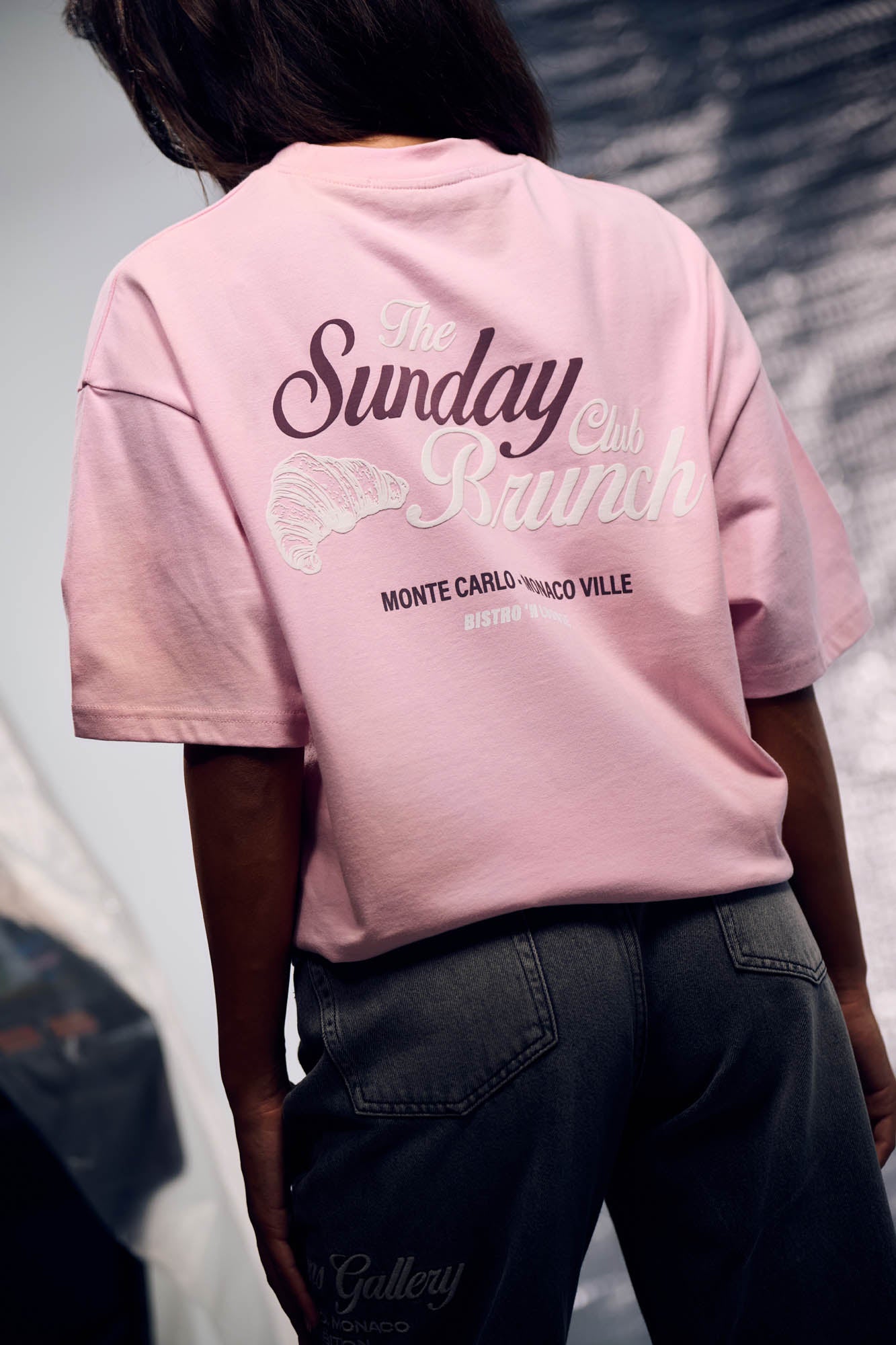 Malelions Women Brunch Club Oversized T-Shirt | Light Pink/White