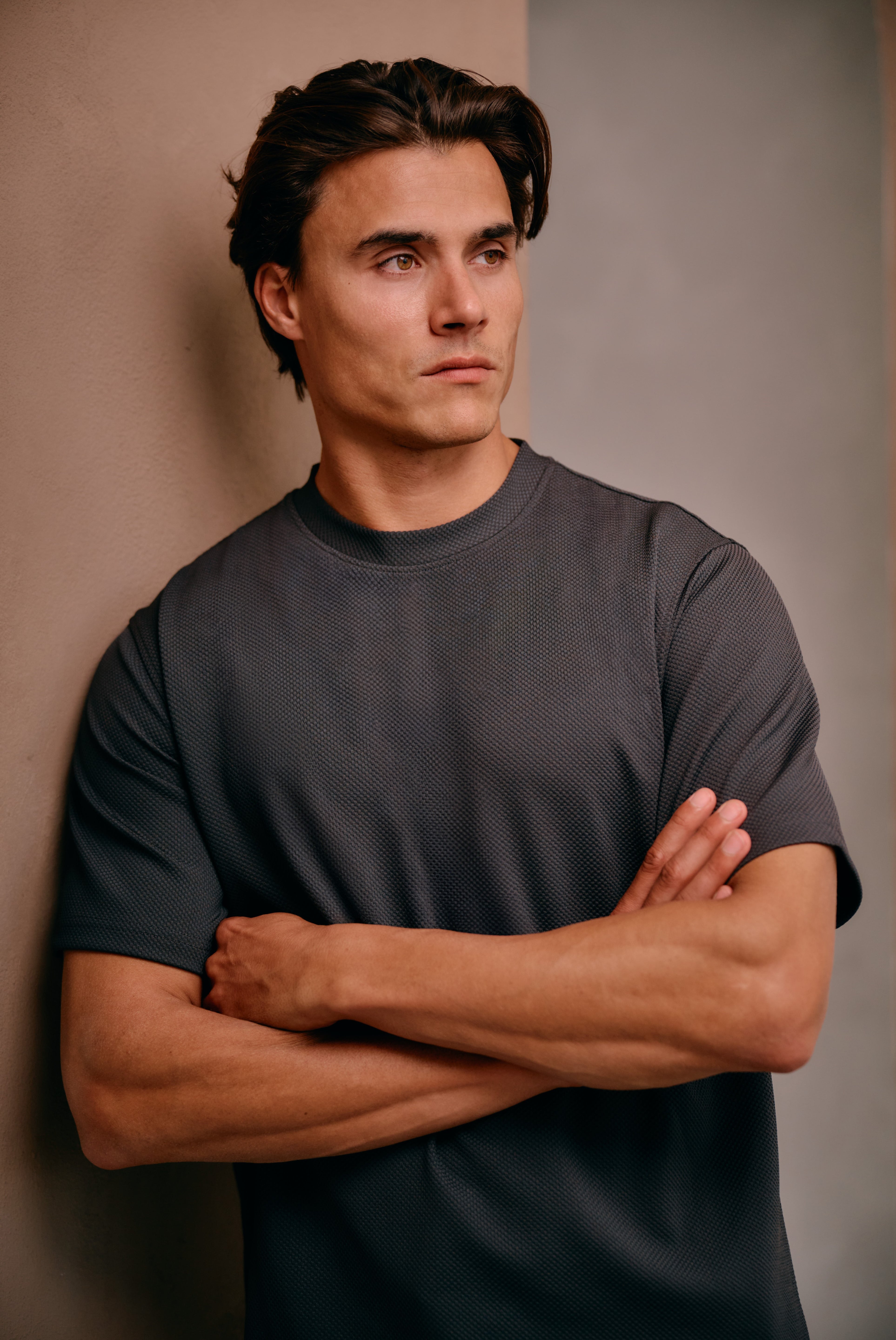 Malelions Men Textured T-Shirt | Mulch Brown