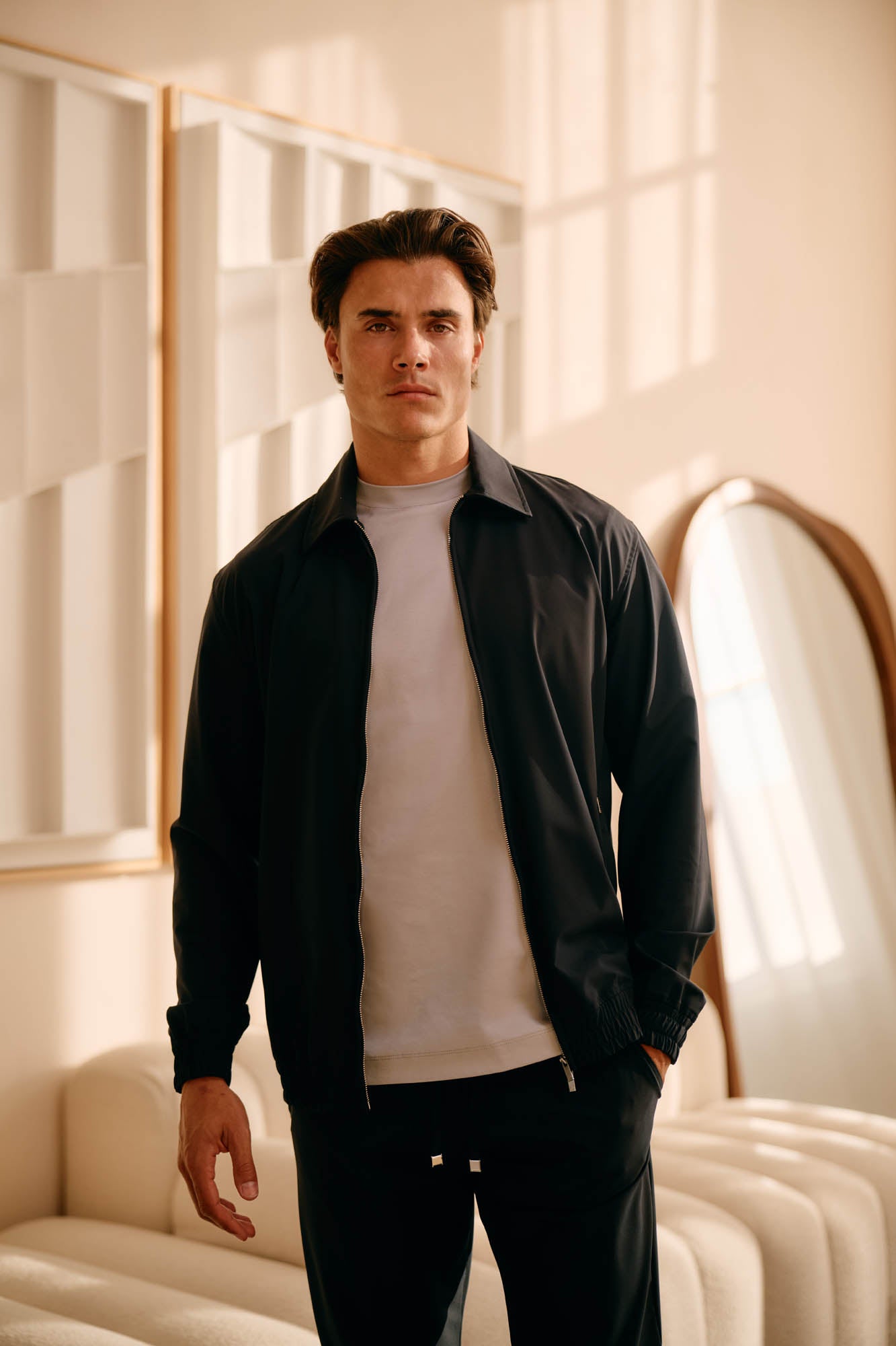 Malelions Men Technical Zip Jacket | Navy