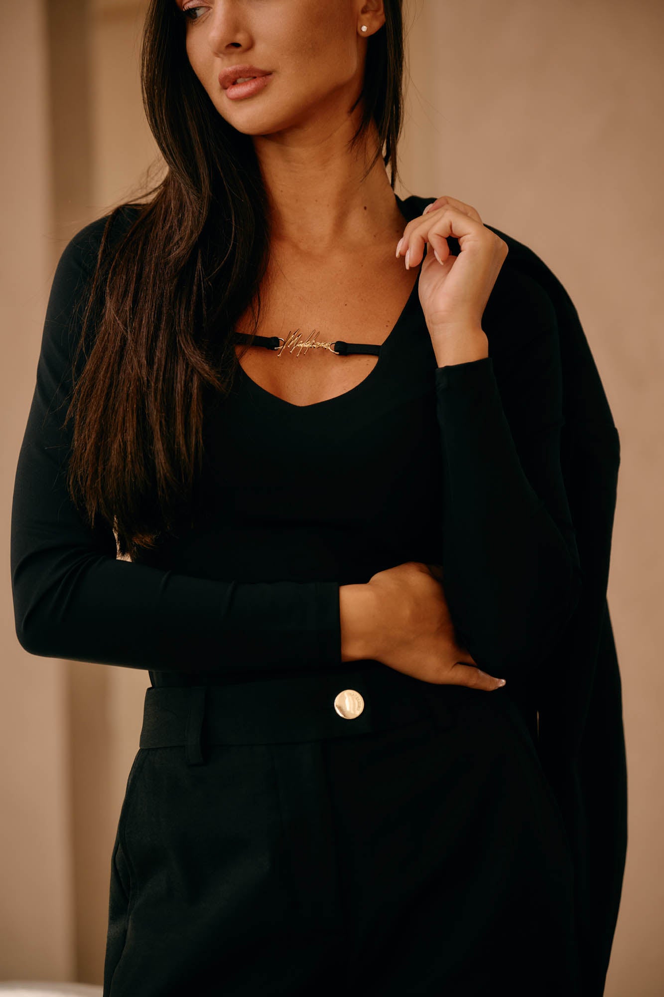 Malelions Women V-Neck Top | Black