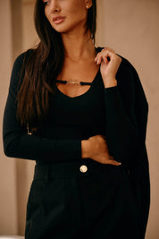 Malelions Women V-Neck Top | Black