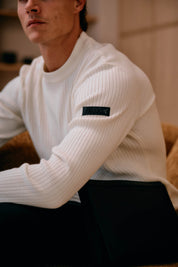 Malelions Men Knitted Rib Sweater | Off-White