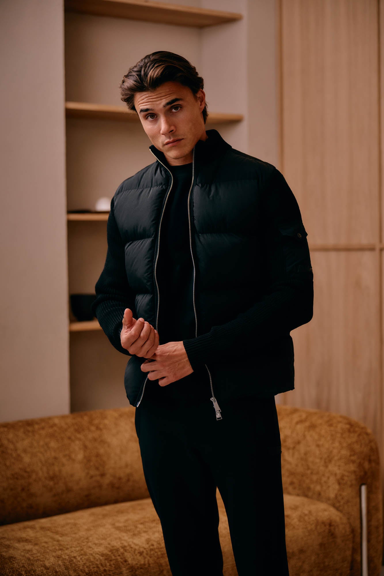 Malelions Men Knitted Hybrid Jacket | Black