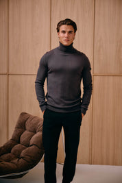 Malelions Men Knitted Turtleneck | Mulch Brown