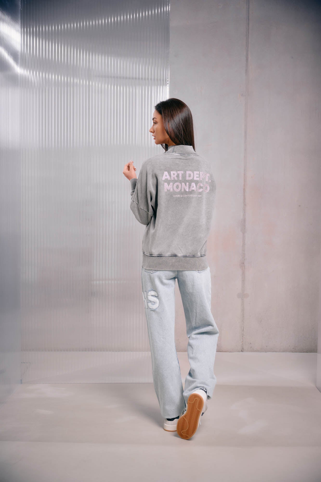 Malelions Women Rhinestone Sweater | Acid Wash