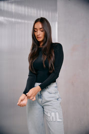 Malelions Women Crewneck Bodysuit | Black