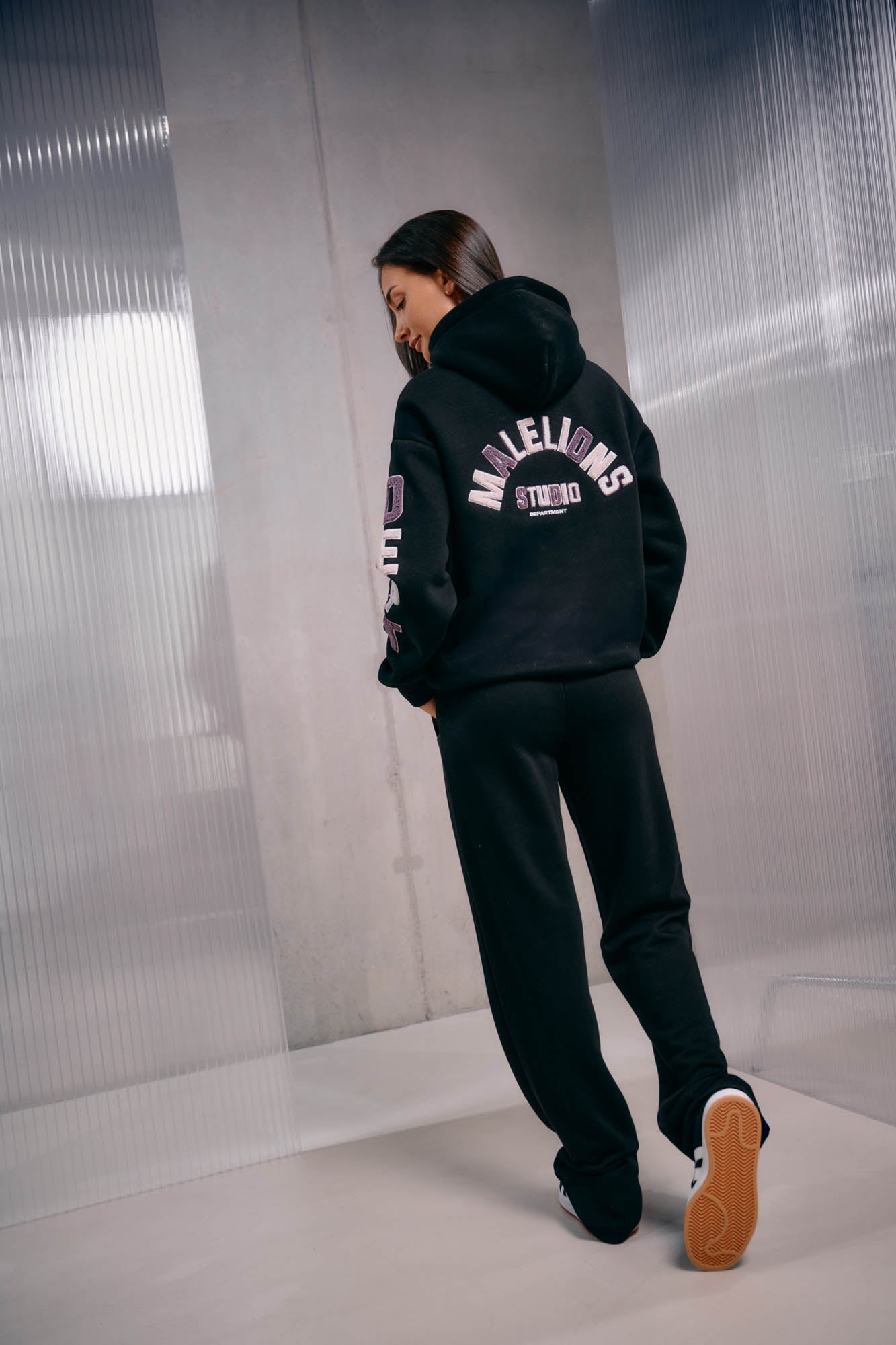 Malelions Women Sherpa Applique Hoodie | Black