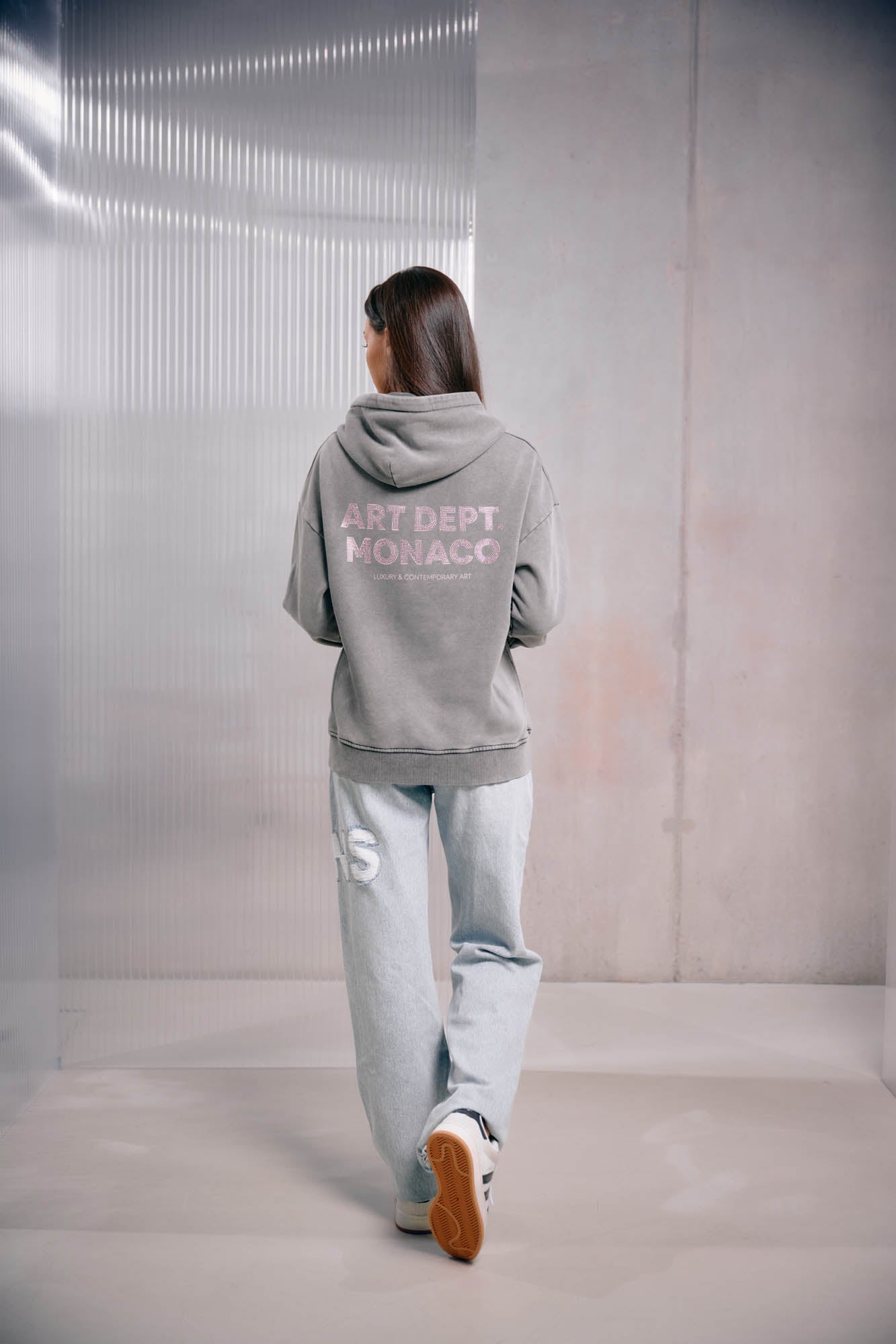 Malelions Women Rhinestone Hoodie | Acid Wash