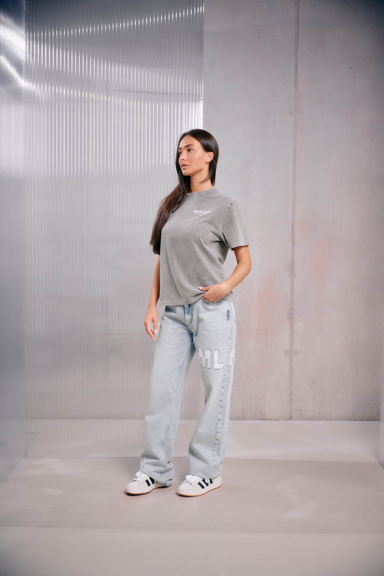 Malelions Women Rhinestone T-Shirt | Acid Wash