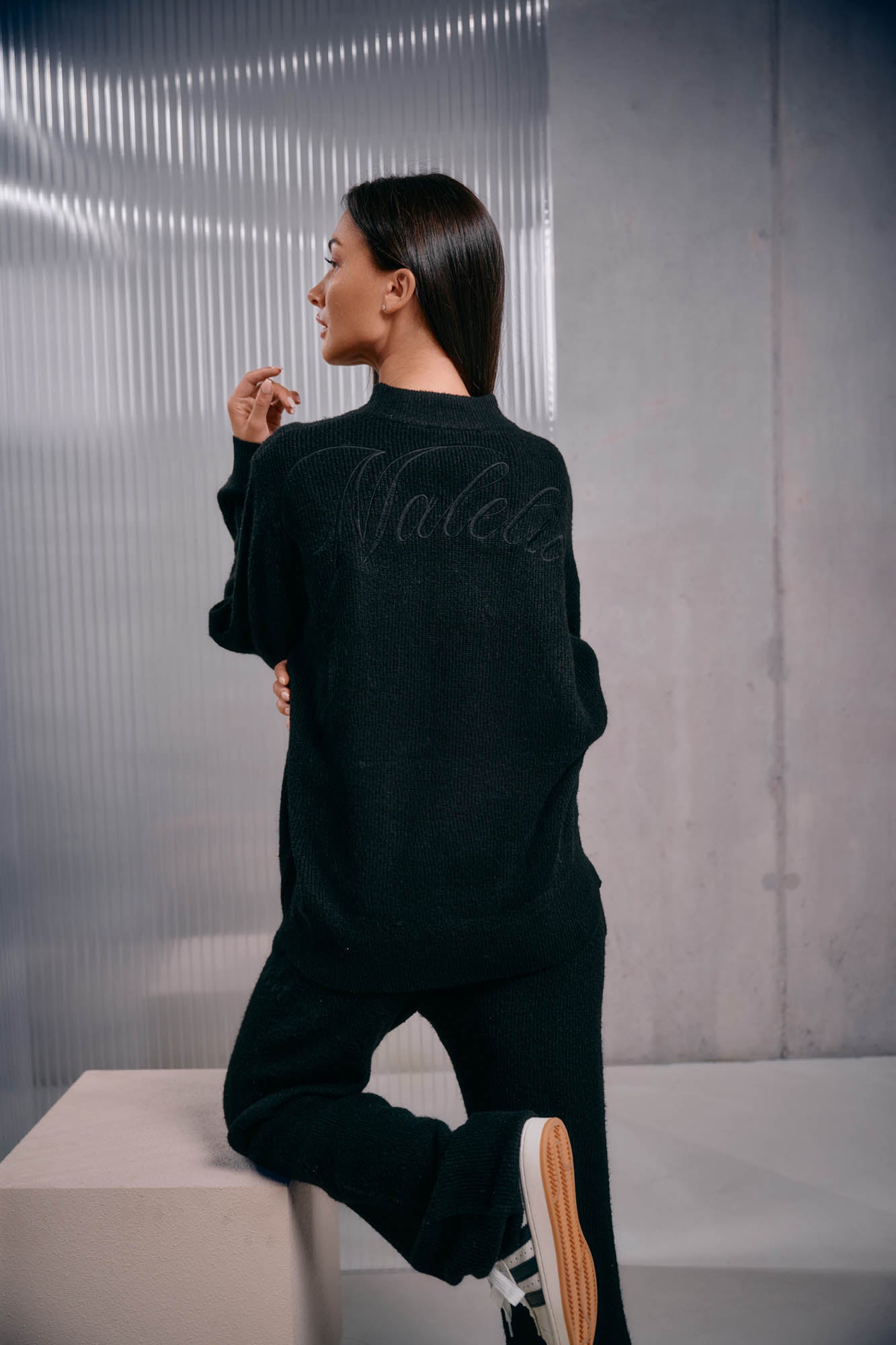 Malelions Women Oversized Knit Sweater | Black