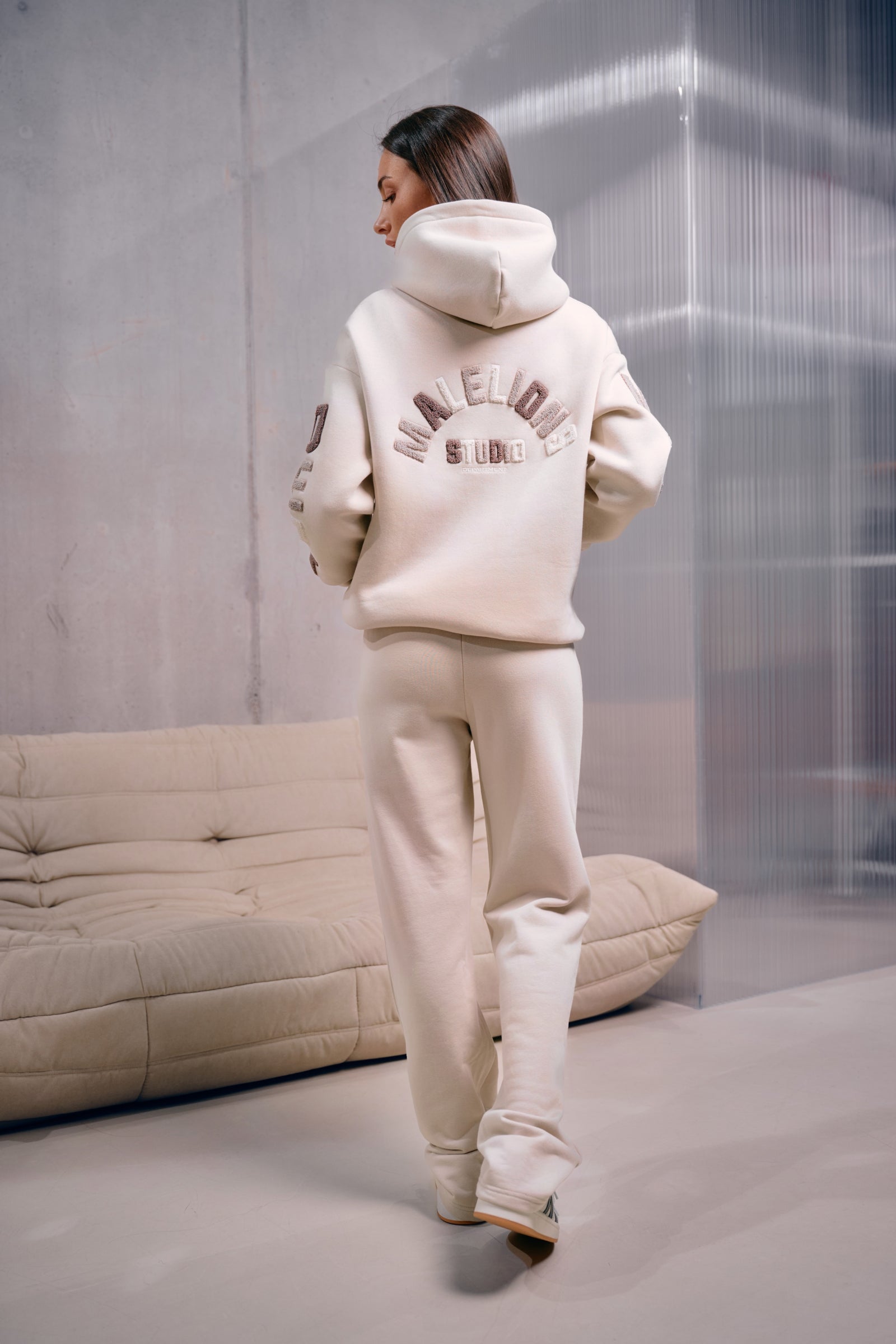 Malelions Women Sherpa Applique Hoodie | Beige