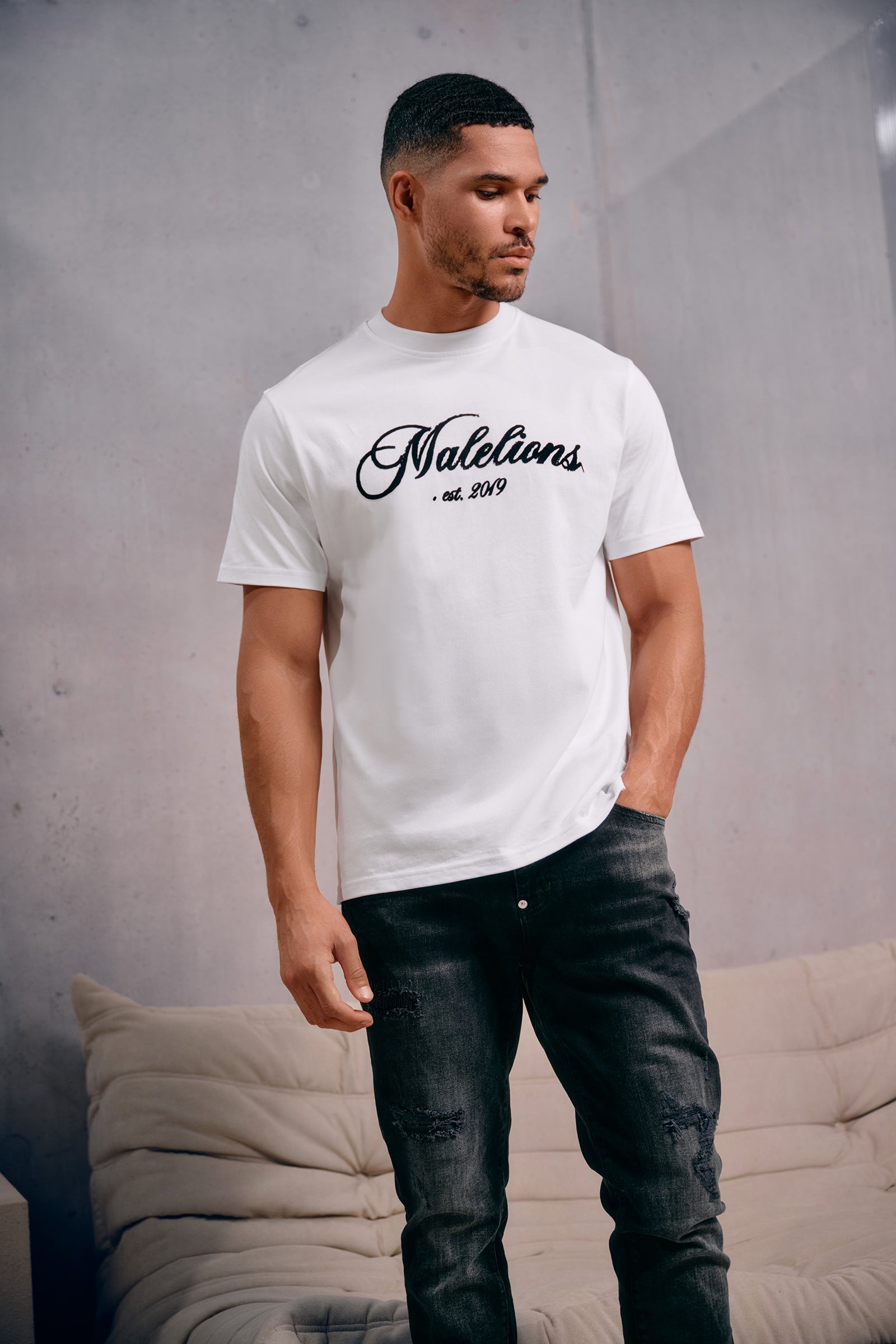 Malelions Men Handwritten T-Shirt | White