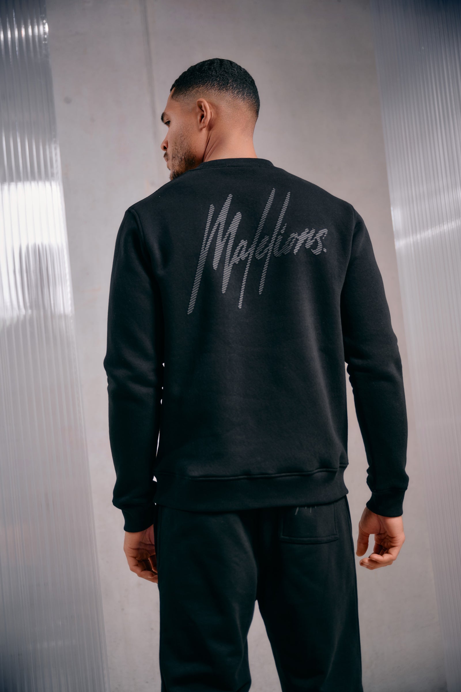 Malelions Men Striped Signature Sweater | Black
