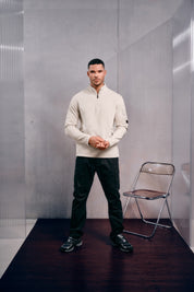 Malelions Men Fleece Half Zip Sweater | Sand