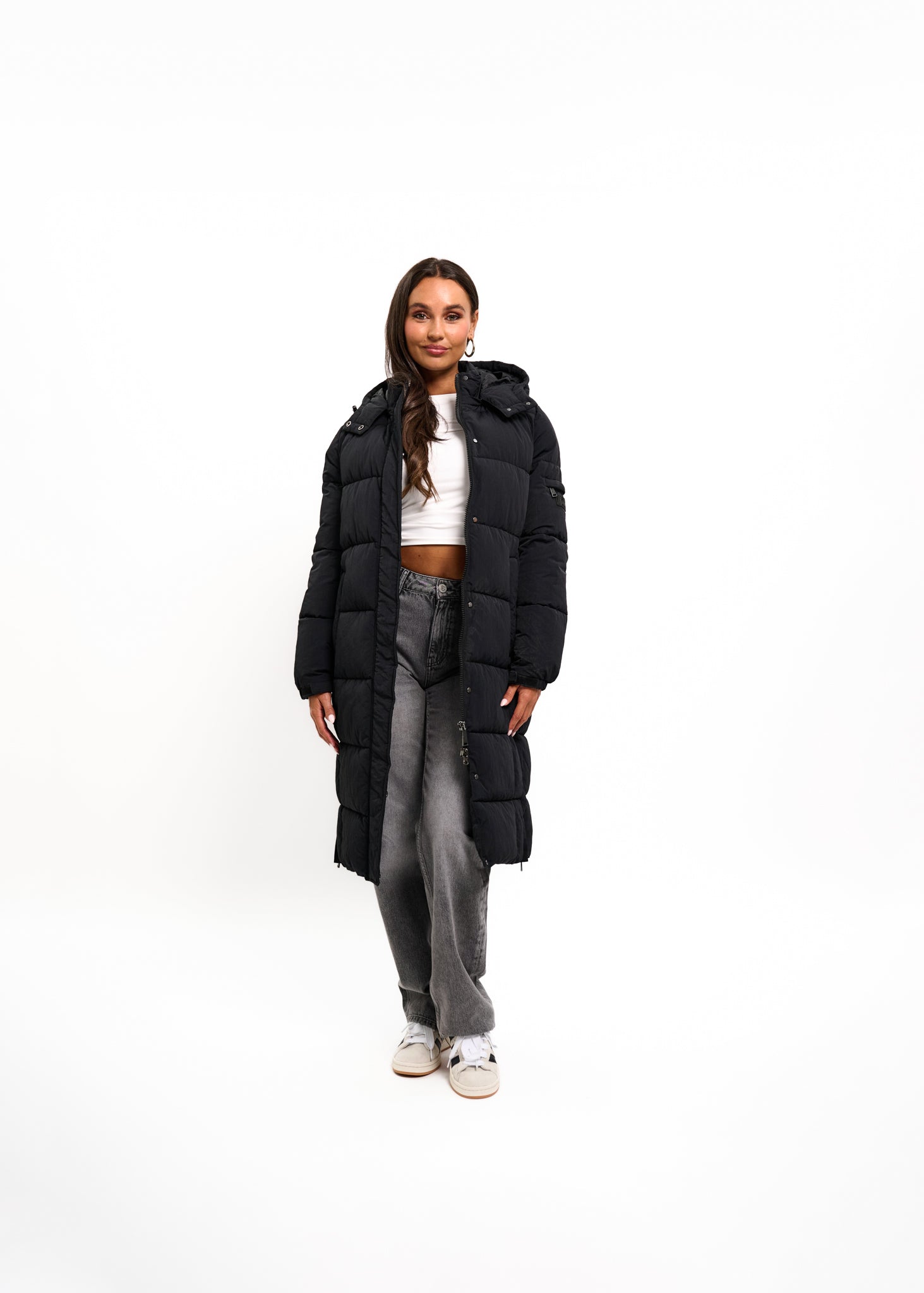 Malelions Women Signature Long Puffer Jacket | Black