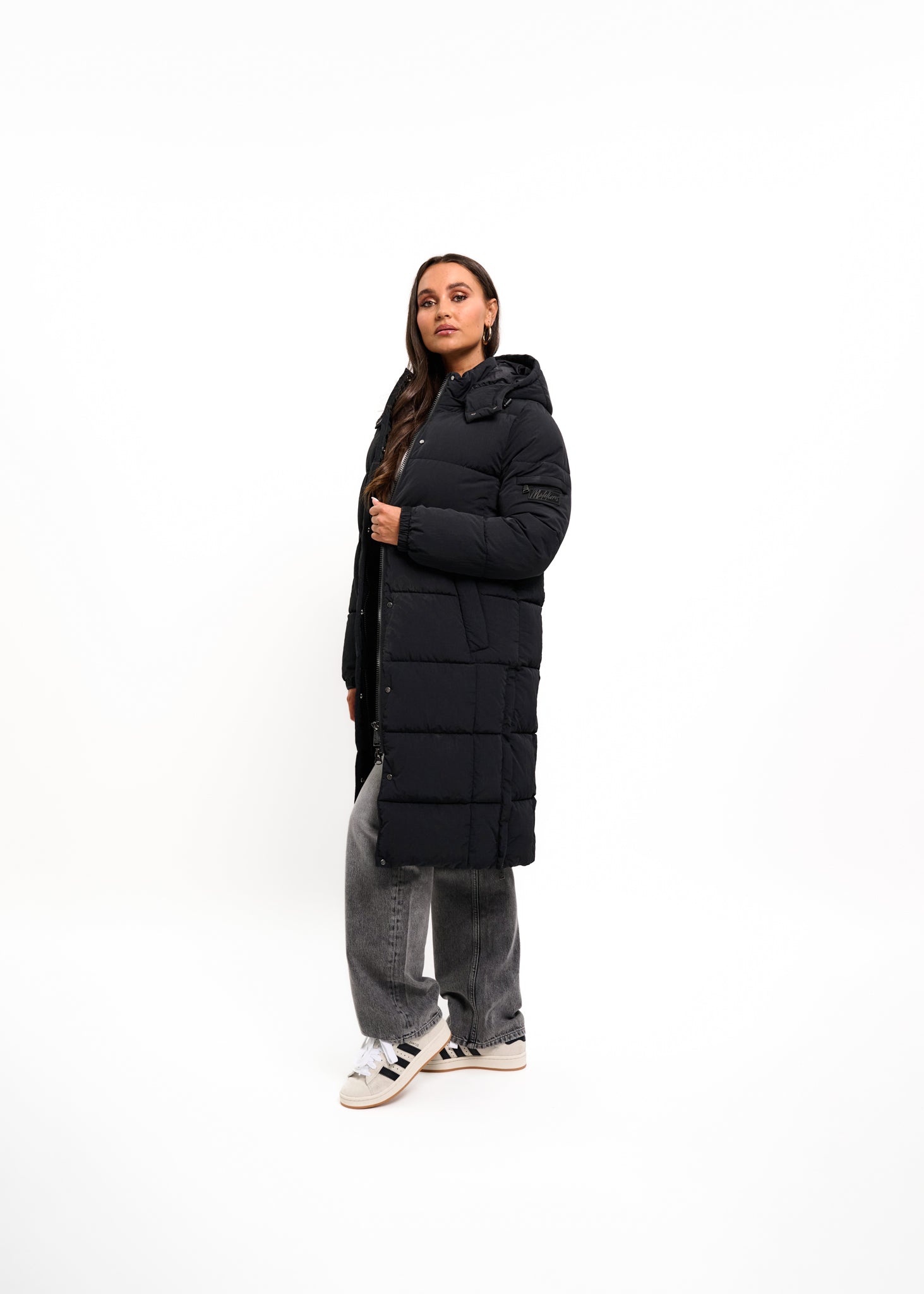 Malelions Women Signature Long Puffer Jacket | Black