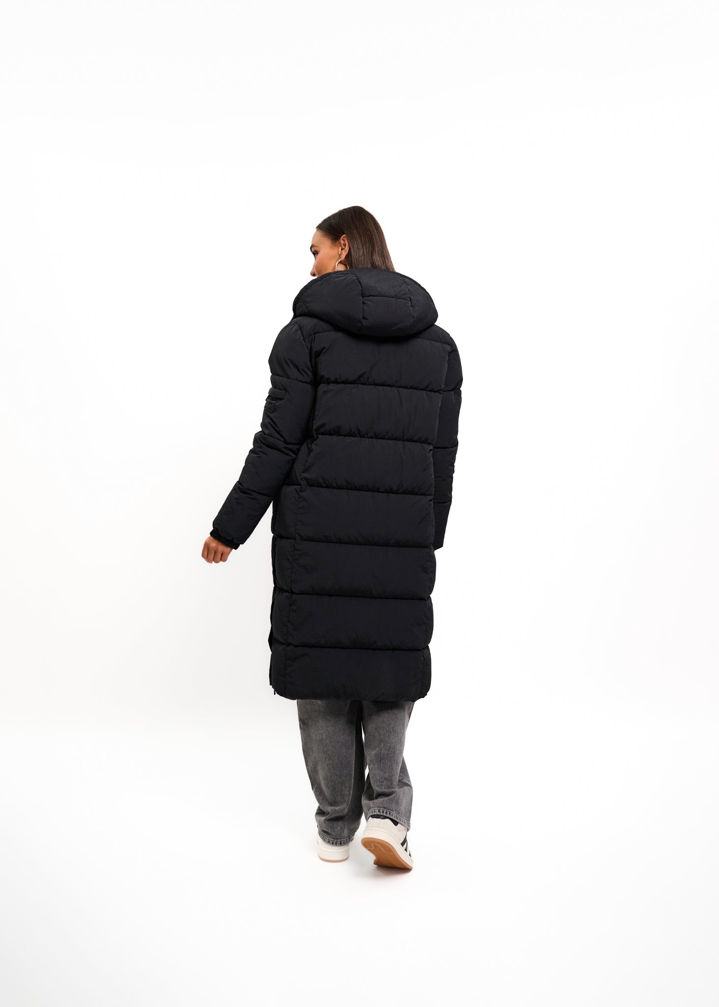 Malelions Women Signature Long Puffer Jacket | Black