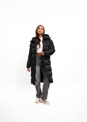 Malelions Women Monogram Long Puffer Jacket | Black