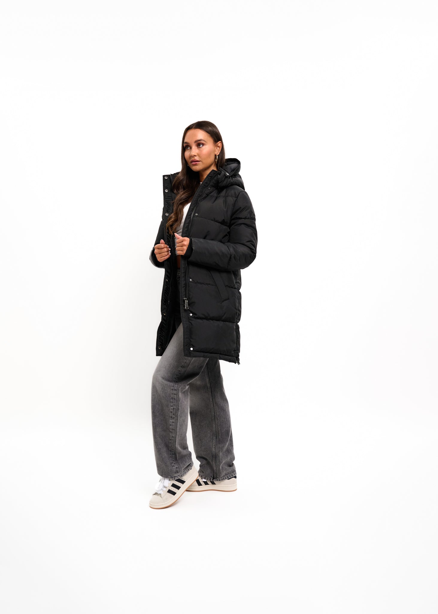 Malelions Women Mid Length Puffer Jacket | Black