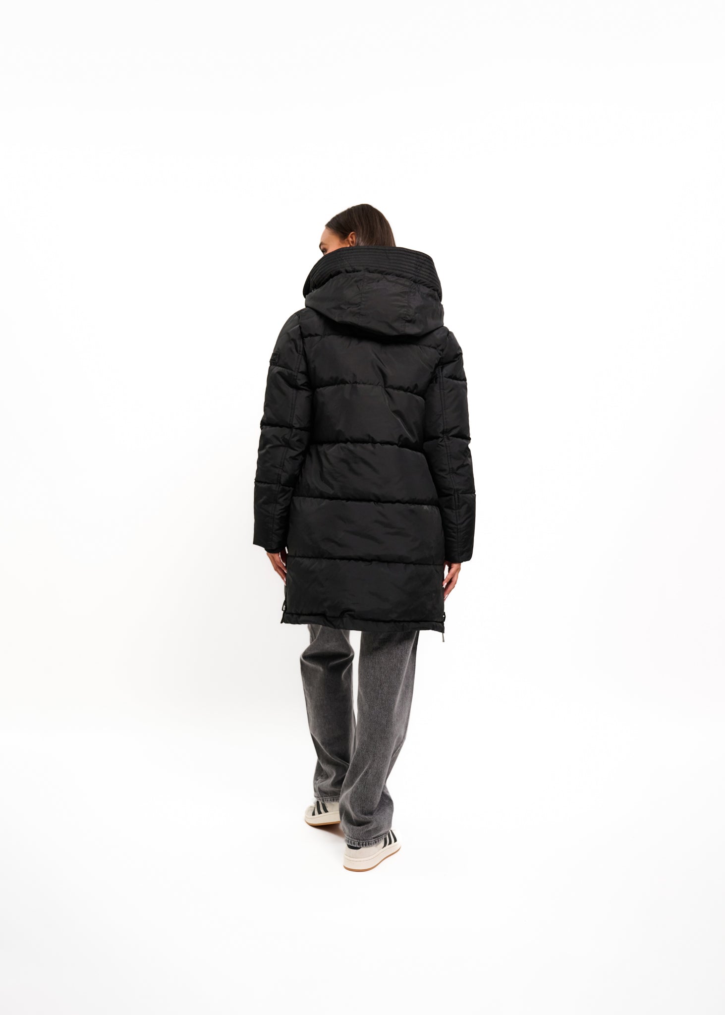 Malelions Women Mid Length Puffer Jacket | Black