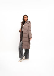 Malelions Women Signature Long Puffer Jacket | Dark Taupe
