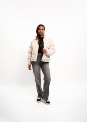 Malelions Women Signature Sherpa Puffer Jacket | Beige