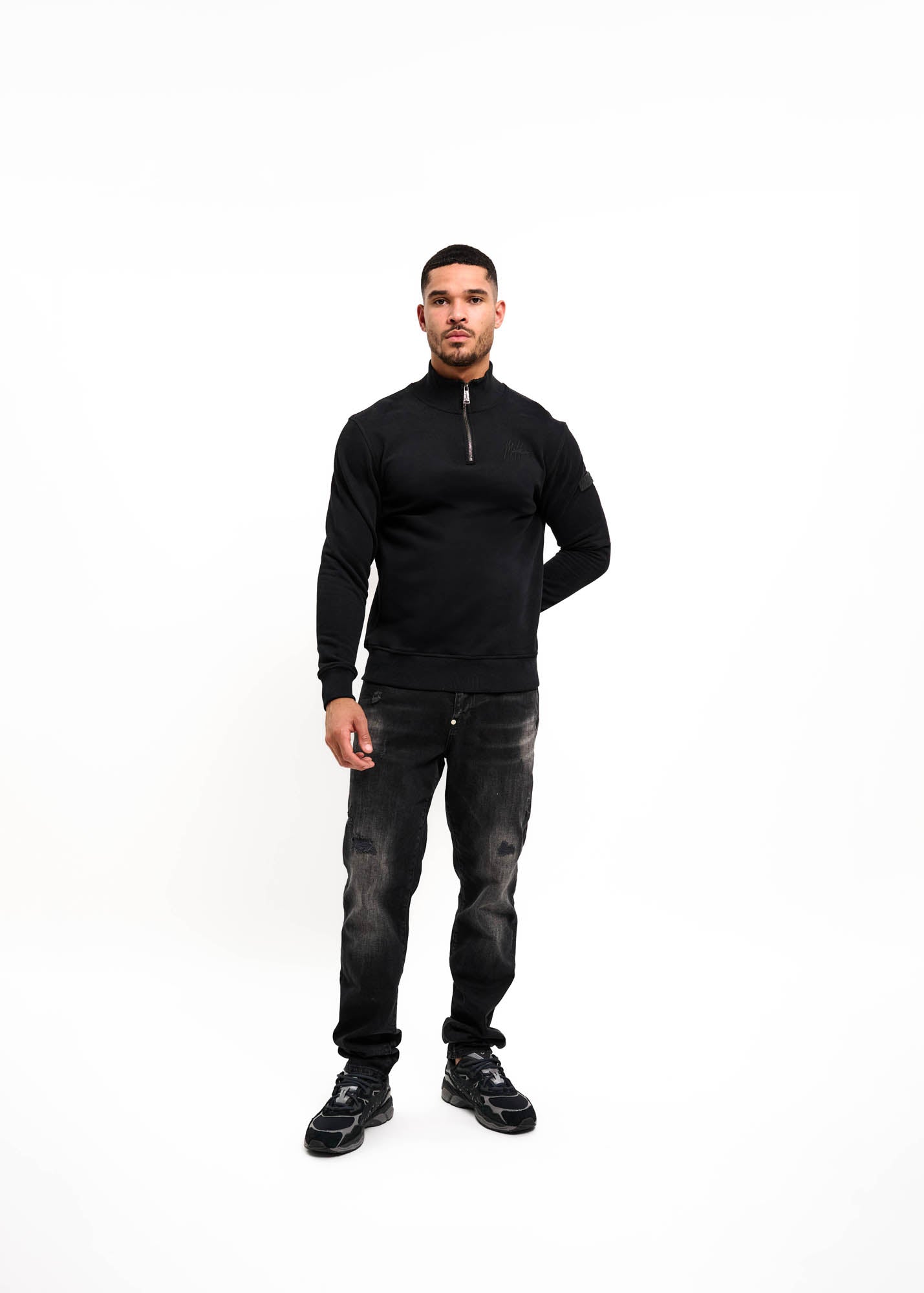 Malelions Men Turtle Half Zip Sweater | Black