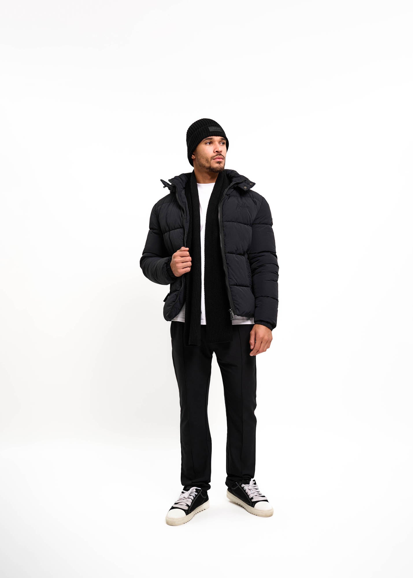 Malelions Men Ribbed Logo Scarf | Black