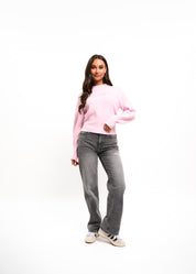 Malelions Women Embroidered Knit Sweater | Light Pink