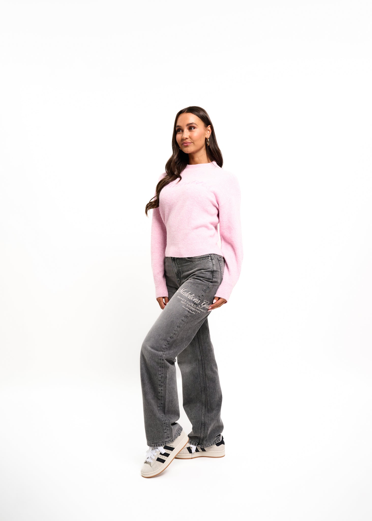 Malelions Women Embroidered Knit Sweater | Light Pink