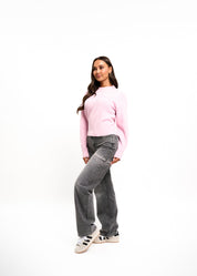 Malelions Women Embroidered Knit Sweater | Light Pink