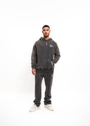 Malelions Men Chainstitch Signature Half Zip Hoodie | Acid Wash