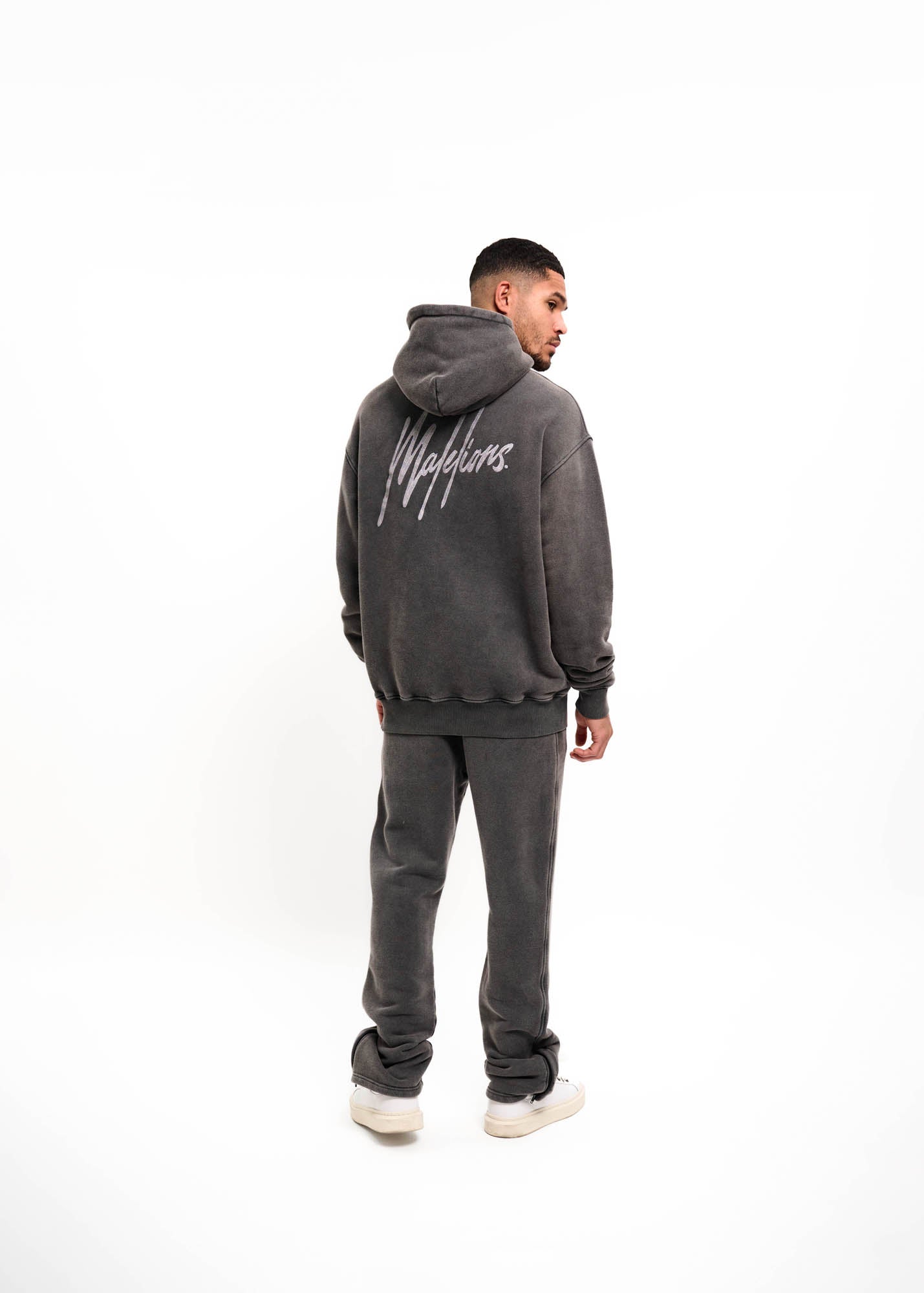Malelions Men Chainstitch Signature Half Zip Hoodie | Acid Wash