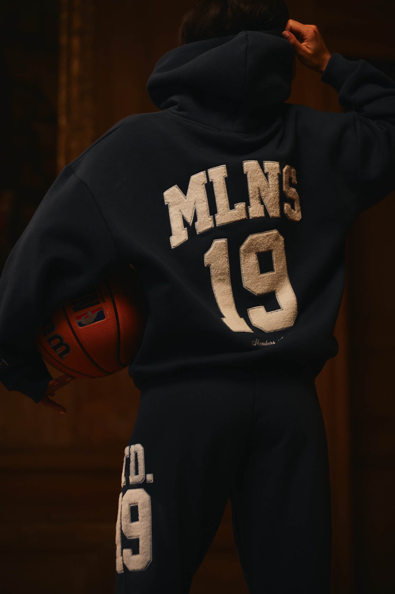 Malelions Women Sherpa Applique Match Hoodie | Midnight Blue