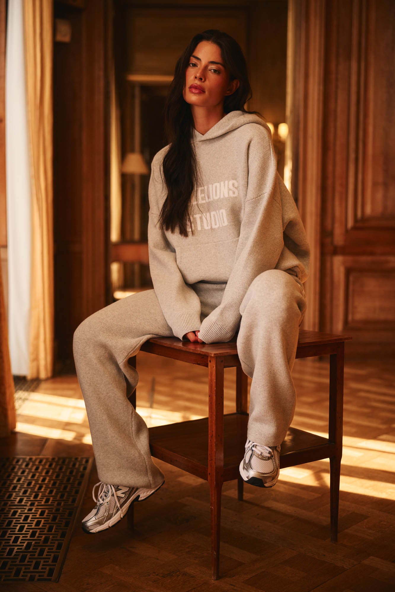 Malelions Women Heavy Knitted Hoodie | Grey Melange