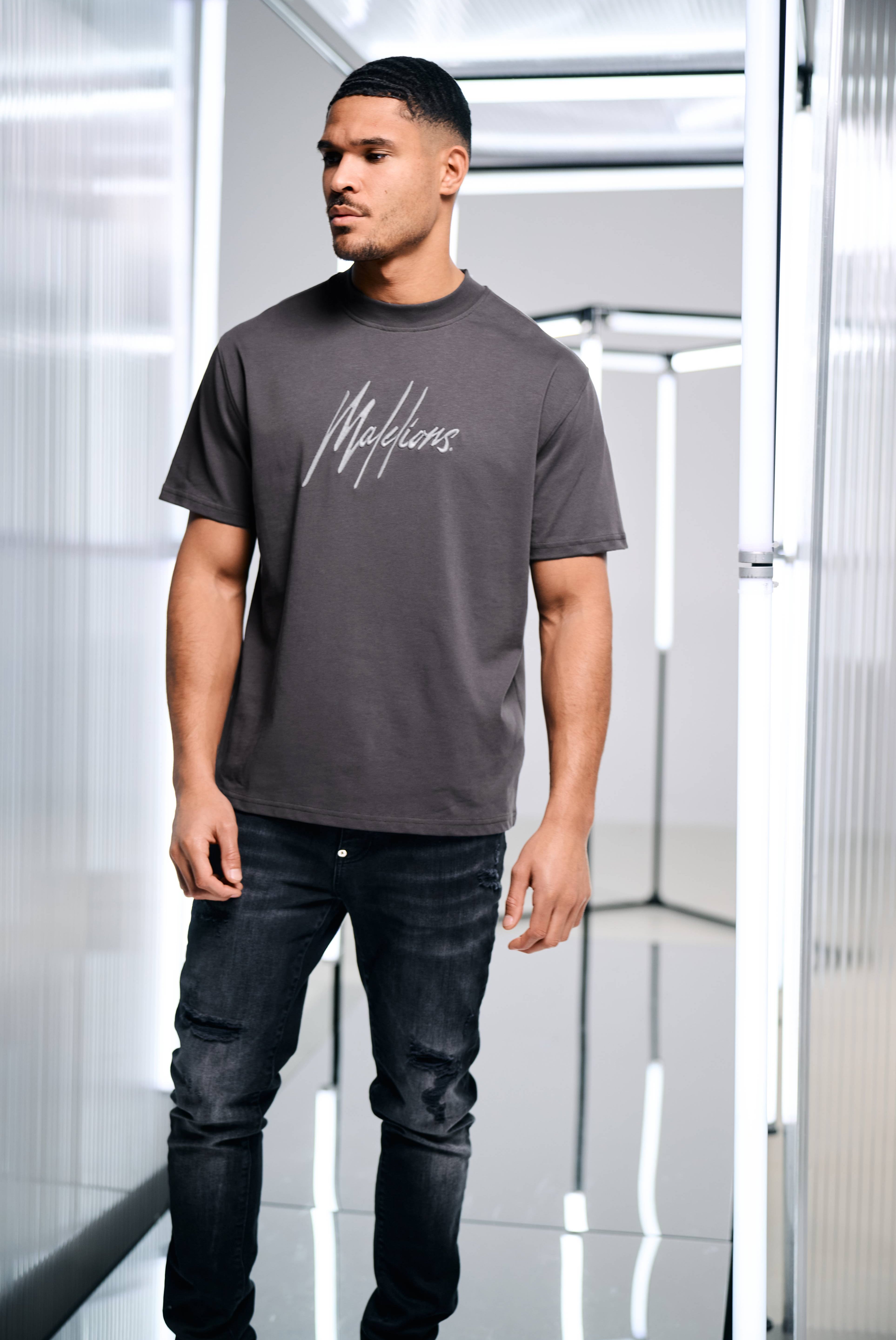 Malelions Herren-T-Shirt | Anthrazit/Grau