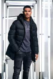 Malelions Men Long Puffer Jacket | Black