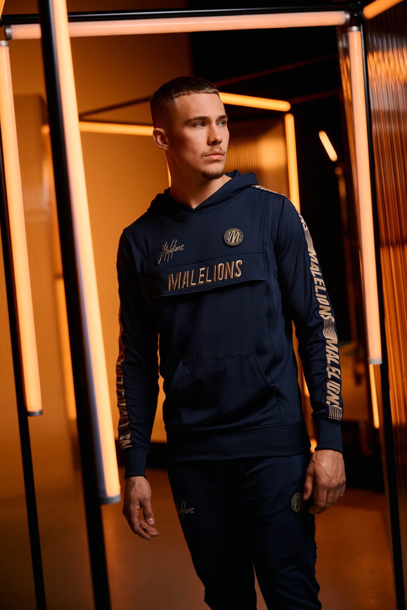 Malelions Sport Warming Up Tracksuit | Navy/Gold