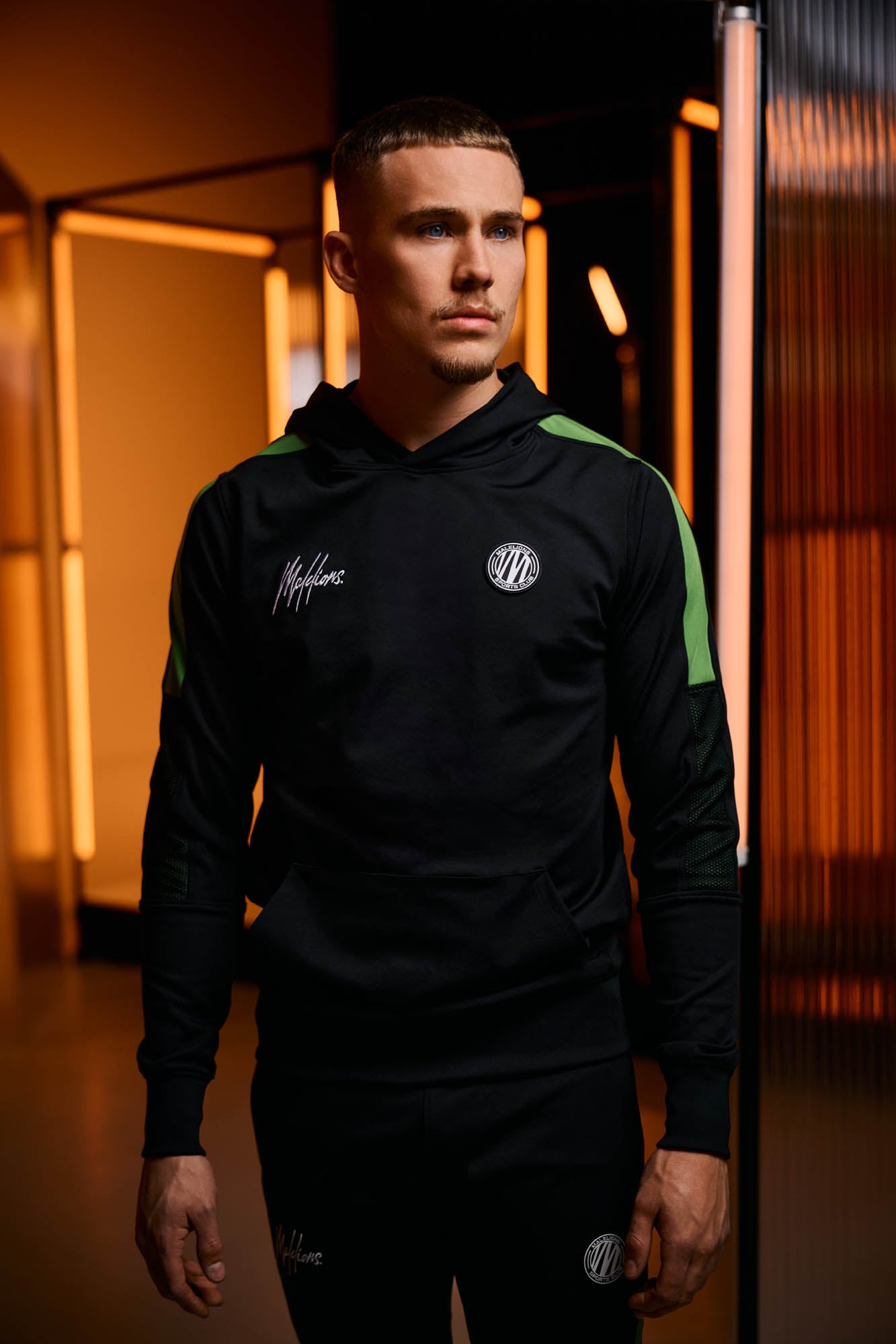 Malelions Sport Transfer Hooded Tracksuit | Black/Green