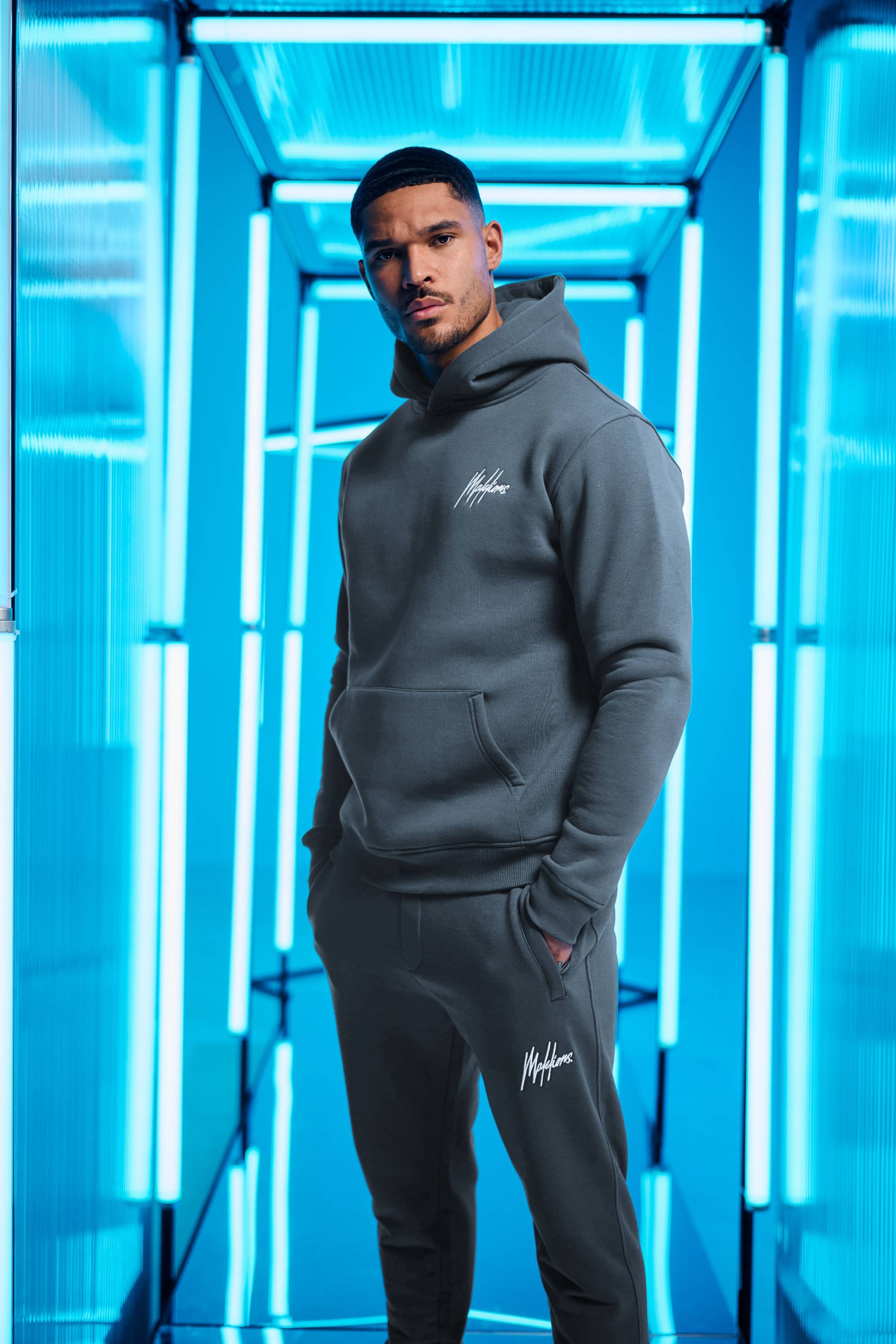 Malelions Men Signature Tracksuit | Slate