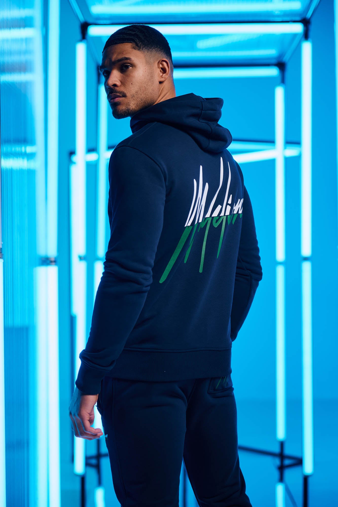 Malelions Men Split Tracksuit | Navy/Green