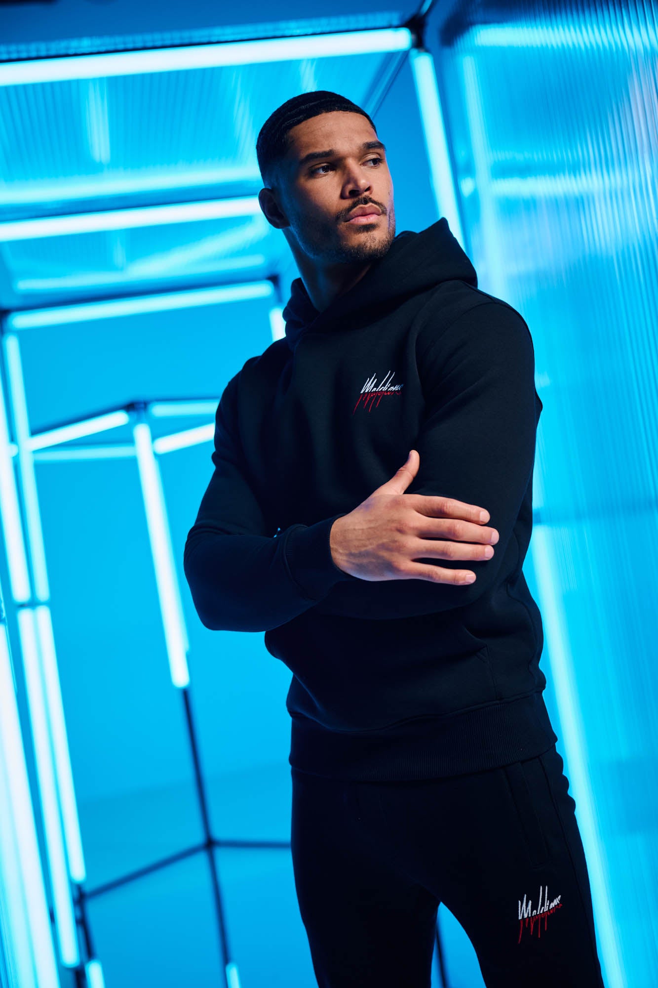 Malelions Men Split Tracksuit | Black/Red